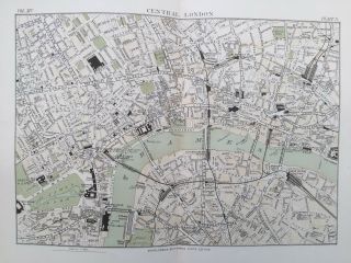 1892 Antique Map - Central London - Encyclopaedia Britannica,  9th Edition