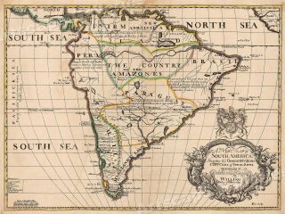 1700 “a Map Of South America” Vintage Style Strange Map - 20x28