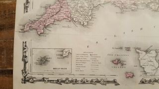 Antique Colored MAP OF ENGLAND AND WALES - Johnson ' s Family Atlas 1863 5