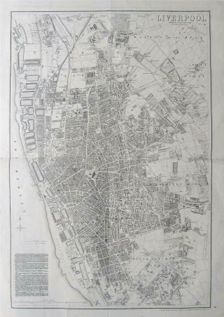 1865 Liverpool City Plan Old Map By Cassell Atlas Large Size Harbour