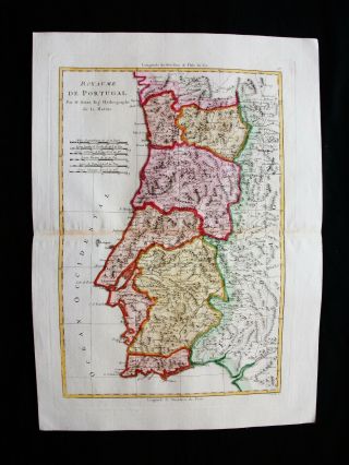 1789 Bonne - Rare Map: Spain,  Portugal,  Lisboa,  Lisbon,  Villa Real,  Faro,  Porto