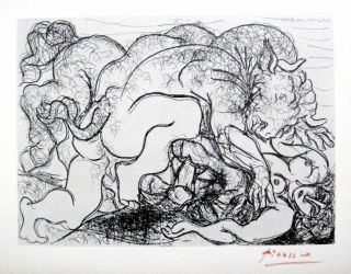 Pablo Picasso Hand Signed Signature Suite Vollard Lithograph W/ C.  O.  A.