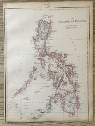 1859 The Philippines Hand Coloured Antique Map By W.  G.  Blackie