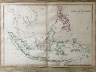 1859 East Indies Southeast Asia Hand Coloured Antique Map By W.  G.  Blackie