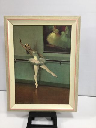 Vintage 60s Juan Giralt Lerin Brunette Ballerina Dancer At The Barre Art Print
