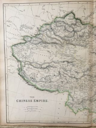 1859 CHINA CHINESE EMPIRE HAND COLOURED ANTIQUE MAP BY W.  G.  BLACKIE 2