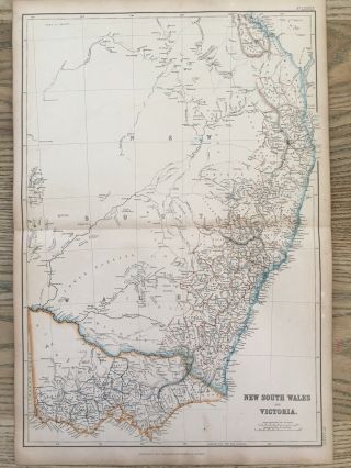 1859 Southeast Australia Hand Coloured Antique Map By W.  G.  Blackie