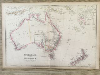 1859 Australia & Zealand Hand Coloured Antique Map By W.  G.  Blackie