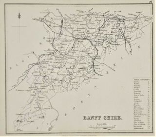 Old Antique Map Banffshire Scotland C1870 