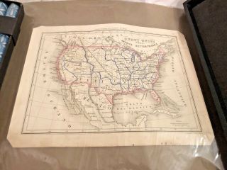 Antique 1860 Italian Map Of United States - Estate Find - Rare