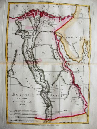 1789 BONNE - rare map of EGYPT,  EGYPTUS,  EGYPTE,  AFRICA,  LYBIA,  SUEZ CANAL,  CAIRO 2