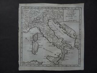 1781 Atlas Robert De Vaugondy Map Italy - Italie - Sicily Corsica Sardinia