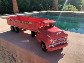 Vintage Buddy L Gmc 550 Freight Hauler Tractor Trailer 1950s - 60s Rare Pink Salmo
