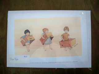 1986 P Buckley Moss Apple Egg Box Kids Signed Numbered Print 13 1/2x9 " 248/1000