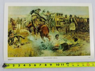 C M Russell Print Matted Heavy Stock Paper Artist Sign 1908 Bronc To Breakfast