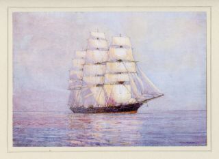 1869 Tea Clipper Cutty Sark - 1925 Vintage Nautical Color Print Tall Ships
