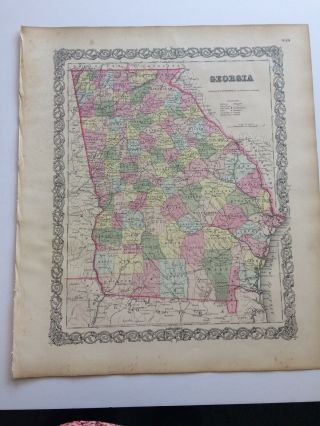 Colton Atlas Map 1855,  The State Of Georgia.  1st Edition,  Info Page