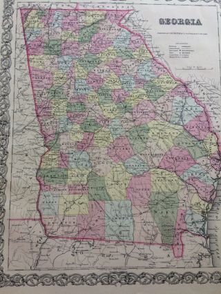 Colton Atlas Map 1855,  The State Of Georgia.  1st Edition,  Info Page 2