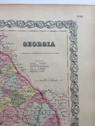 Colton Atlas Map 1855,  The State Of Georgia.  1st Edition,  Info Page 3