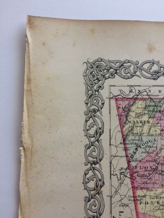 Colton Atlas Map 1855,  The State Of Georgia.  1st Edition,  Info Page 7
