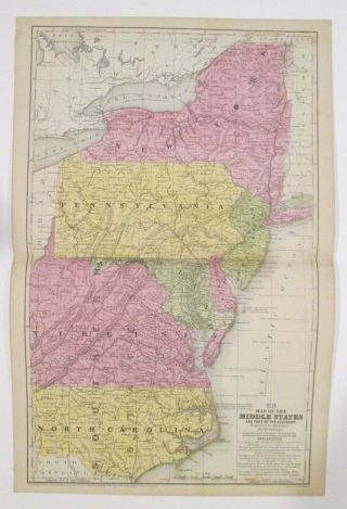 1839 Middle & Part Of Southern States Ny Nj Md De Pa Va Nc Early Mitchell Orig