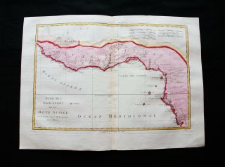 1789 Bonne - Rare Map Of Africa,  Guinea,  Senegal,  Ivory Coast,  Gambia Ghana Togo