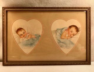 Vtg 1930’s Charlotte Becker Baby Prints Take Me In Your Arms Land O Dreams Frame