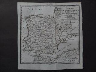 1781 Atlas Robert De Vaugondy Map Spain & Portugal - Royaumes D 