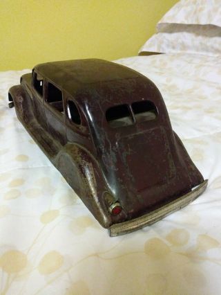 Kingsbury Chrysler Airflow 1935 model pressed steel sedan windup toy car Antique 2