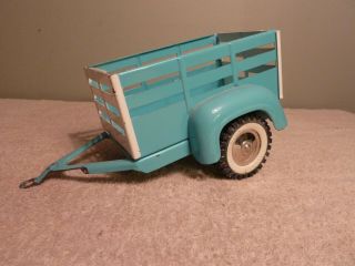 Tonka Lite Blue And White Pressed Steel Stake Trailer 1960 ' s 6
