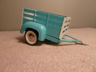 Tonka Lite Blue And White Pressed Steel Stake Trailer 1960 ' s 7