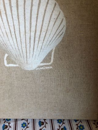 Vintage MARUSHKA Sea Shell Stretched Fabric Silk Screen Print Framed MCM Pop Art 2