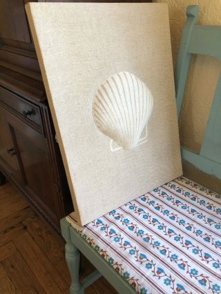 Vintage MARUSHKA Sea Shell Stretched Fabric Silk Screen Print Framed MCM Pop Art 3