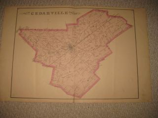 Large Antique 1874 Cedarville Township Greene County Ohio Handcolored Map Rare