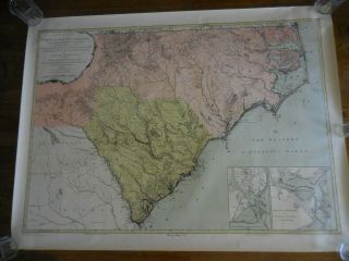 North And South Carolina Map With Indian Frontiers Roads & Paths Reprint Of 1775