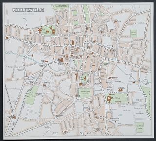 C1898 Cheltenham Antique Map Street Plan Bartholomew