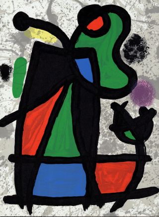 Intriguing Joan Miro 1970 BOLD Color Lithograph 