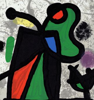 Intriguing Joan Miro 1970 BOLD Color Lithograph 
