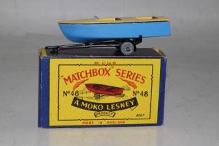 Matchbox Lesney 48a Meteor Sports Boat & Trailer,  Metal Wheels,  Boxed