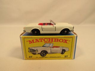 1960s Matchbox Lesney Mercedes Benz 230sl Diecast Model Toy Vehicle No27 Nib