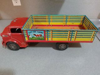 Vintage 1960 Marx Lazy Day Farm Tin Toy Truck,