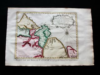 1747 Bellin & Schley - Rare Map: South America,  Cayenne,  Guyana,  Atlantic Ocean