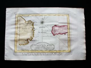 1747 Bellin & Schley - Rare Map South America,  Tierra Del Fuego,  Le Maire Strait