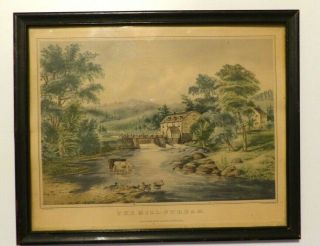 Antique Currier & Ives Print The Mill - Stream Us