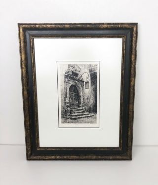 Paul Geissler Etching Rothenburg 20.  5 " 16.  5 " Matted Framed Early 1900 