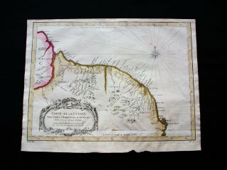 1747 Bellin & Schley - Rare Map Of South America,  Guyana,  Georgetown,  Suriname