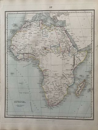 1853 Africa Antique Hand Coloured Map By Alexander Findlay