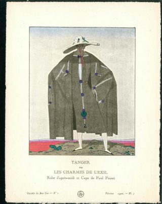 1920 Gazette Du Bon Ton Pochoir Fashion Print George Lepape Tanger L 