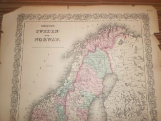 Hand Colored Map Sweden & Norway (1855) G.  W.  and C.  B.  Colton & Co. ,  York 2