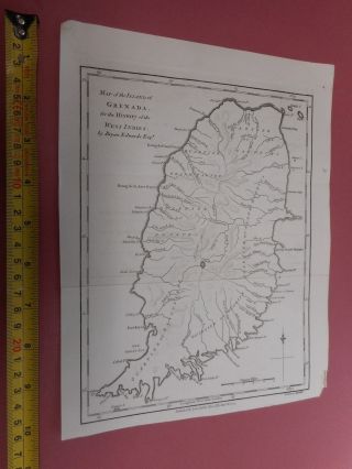 100 Island Of Grenada Map By Stockdale/edwards C1794 West Indies